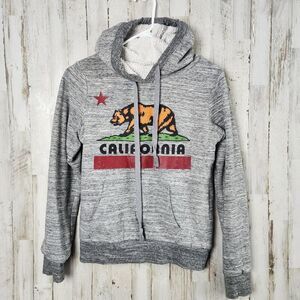 California Graphic Sherpa Lined Hoodie Gray Size Medium